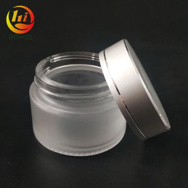 empty eye cream 5g 10g 15g 20g 30g 50g 100g round Transparent clear matte glass jar with aluminum lid for cosmetics