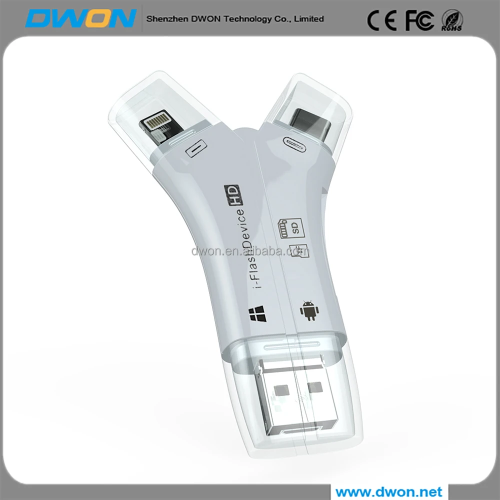 4in1 USB Flash Drive с логотипом интерфейсом USB OTG Type-C Micro USB TF SD Card Reader для Iphone