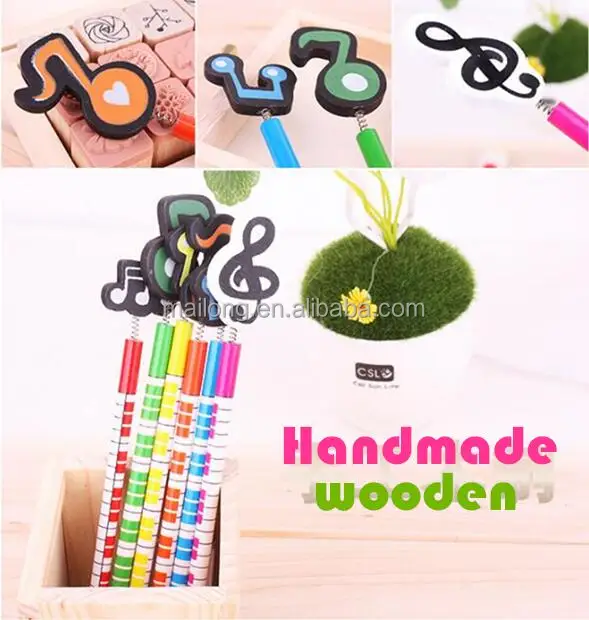 
Wooden pencil cartoon music symbol Creative cartoon Japanese and Korean students stationery 