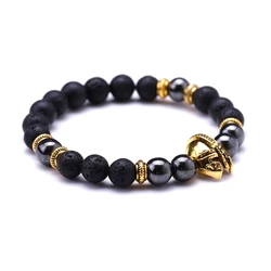 Trade Insurance High Quality Hematite Lava Stone Bracelet Charm Helmet