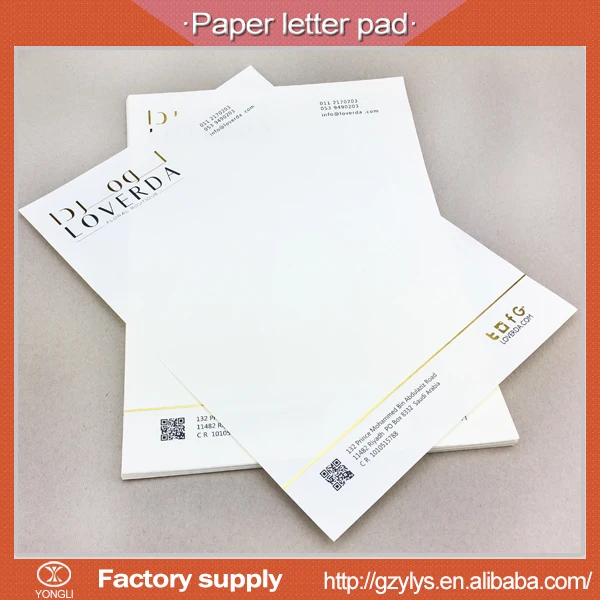 Пользовательские печати A4 A5 бизнес-писать письмо pad with gold foil