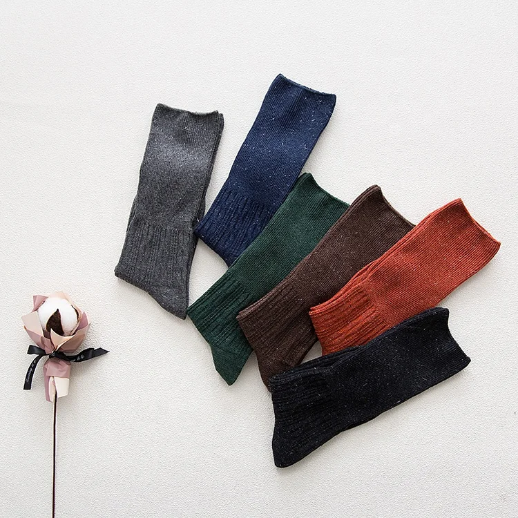 
Top grade various colors available wool with shining yarn women crew cozy socks 
