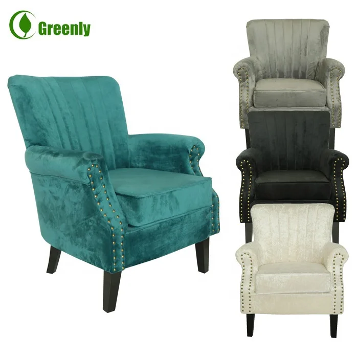 European style solid wood high back wing chair for bedroom furniture