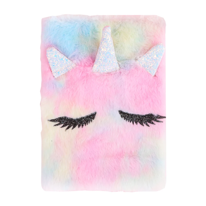 OEM ODM Stationery gift Unicorn PV fur cover Lock line inside page Notebook