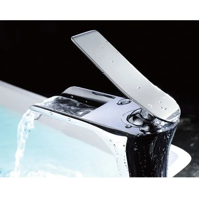 
Manufacture hot morden unquie design bathroom sanitary ware chrome waterfall basin faucet 