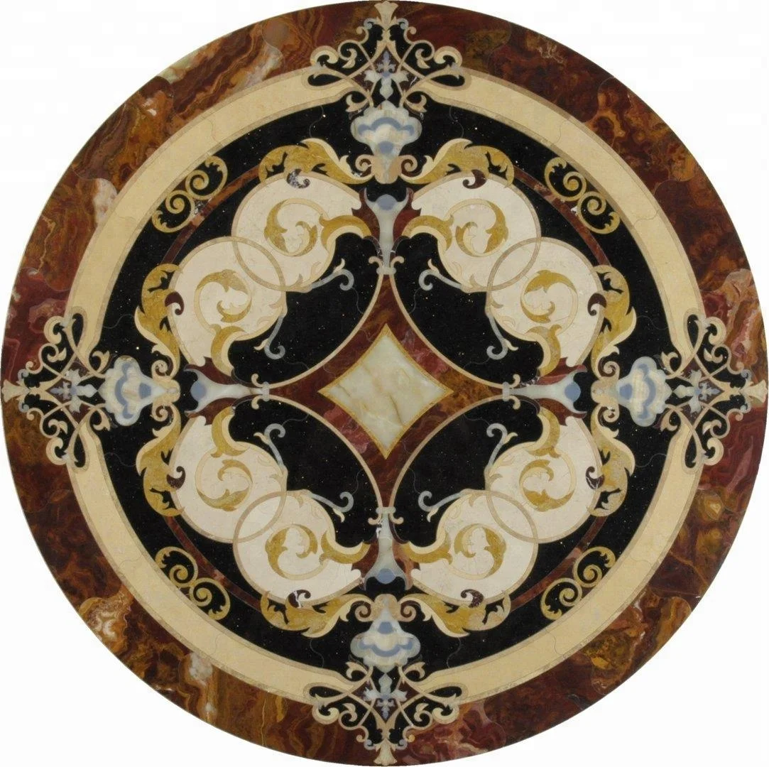 Decorstone24 Factory Directly Waterjet Round Marble Floor Medallions Patterns