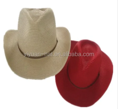 
Factory Price Strip Wholesale Cheap Colored Cowboy Hats Cowgirl Hats With Brown Trimming 