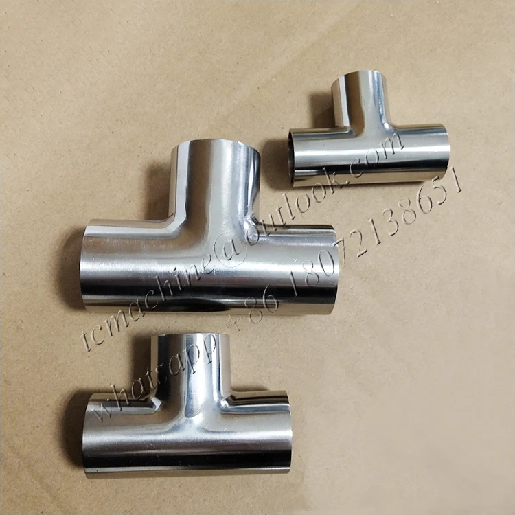 polished 4' CF8 Stainless steel ss304 tube parts  food grade soldering tee joint