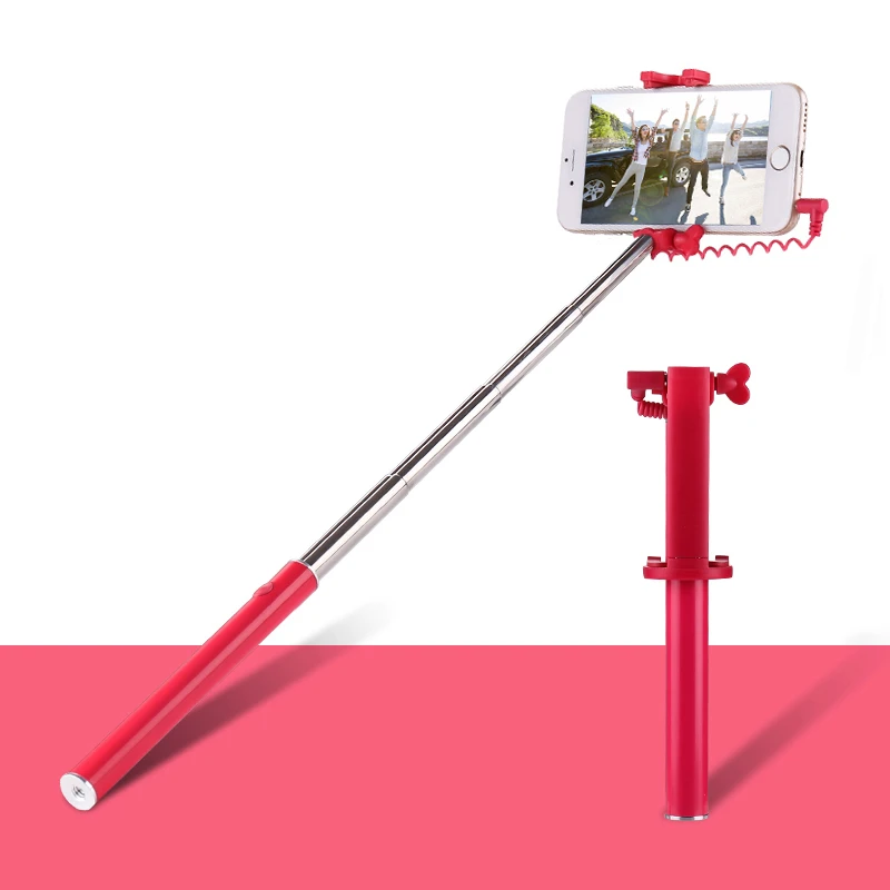 
Travel Outdoor Adjustable Flexible Metal Candy Wired Selfie Stick Monopod for Mobile Phone 