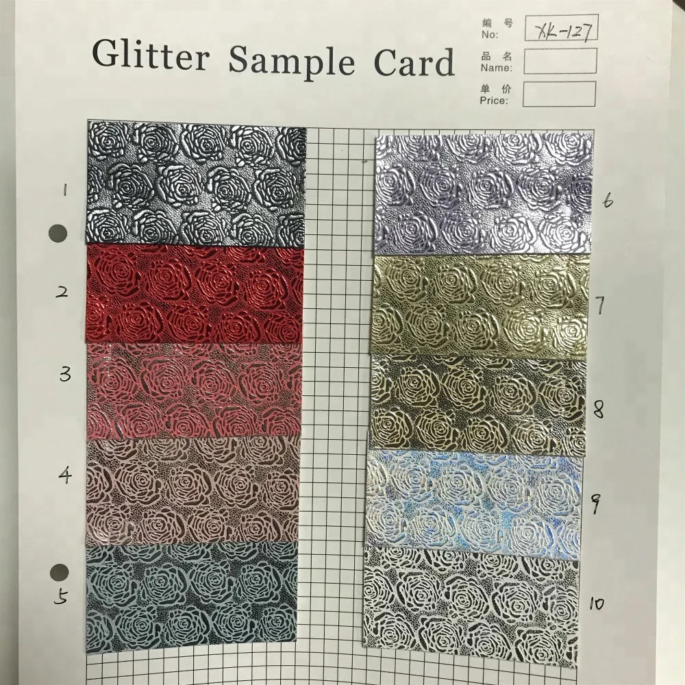 2018 printed synthetic leather with embossed flower pu leather