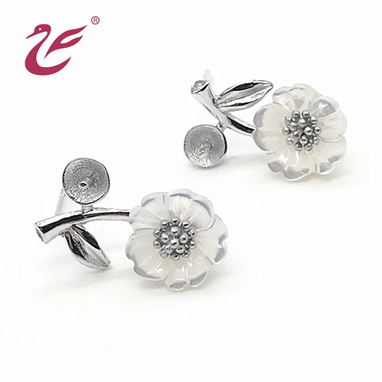 China wholesale custom african flower jewelry set bridal 925 Sterling Silver necklace earring rings shell jewelry sets