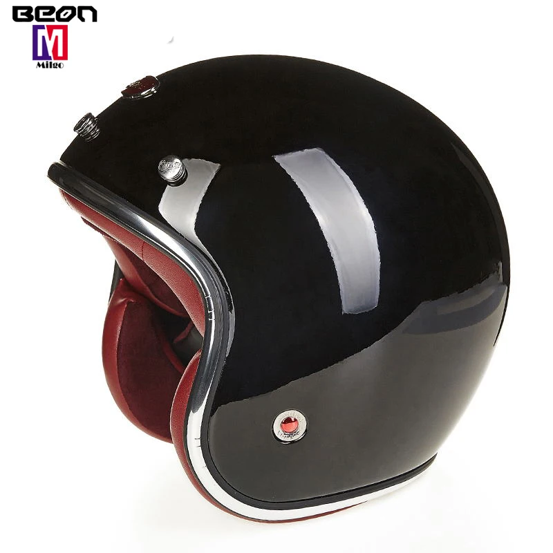 BEON B108 Bright black ECE DOT approved motorcycle Unisex Open Face helmet Cascos moto Vintage electric Scooter cascque Retro