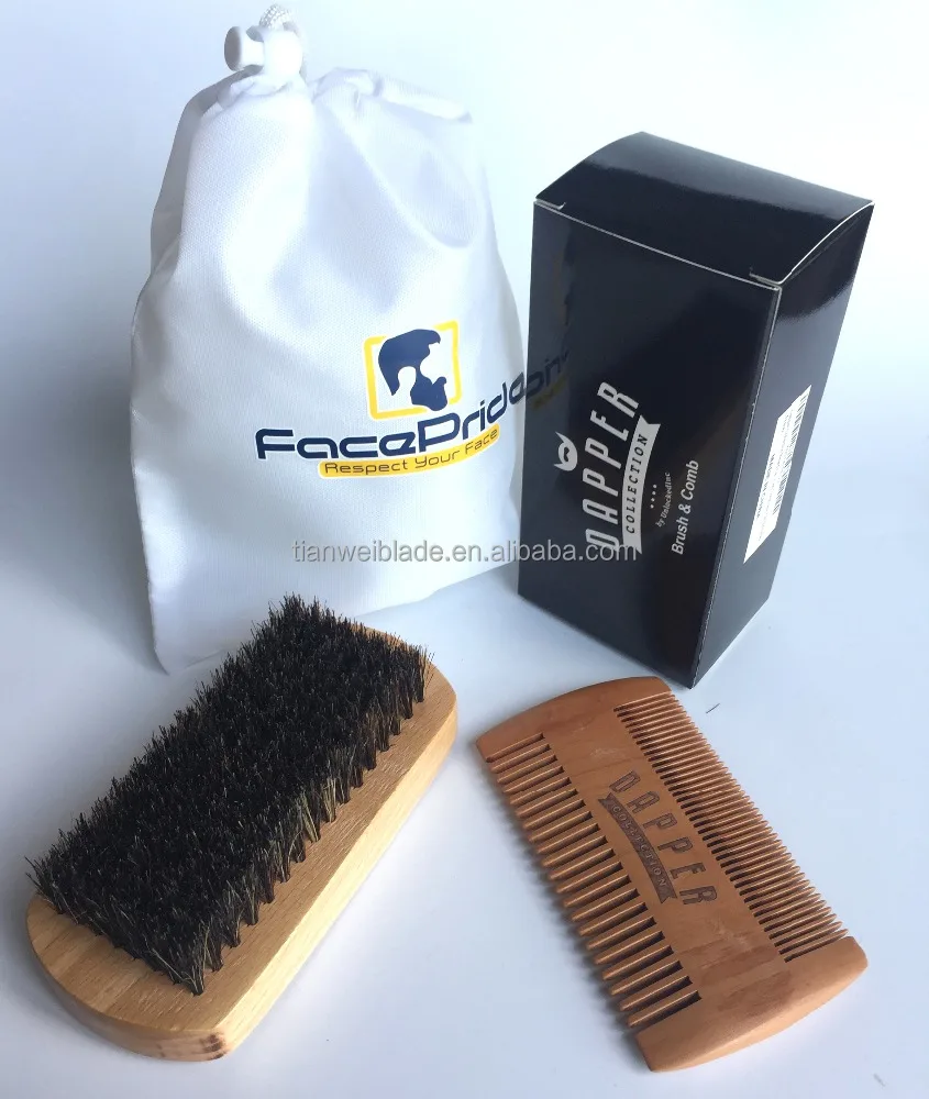 Набор высококачественных деревянных кистей для бороды OEM, набор кистей для бороды и расчески