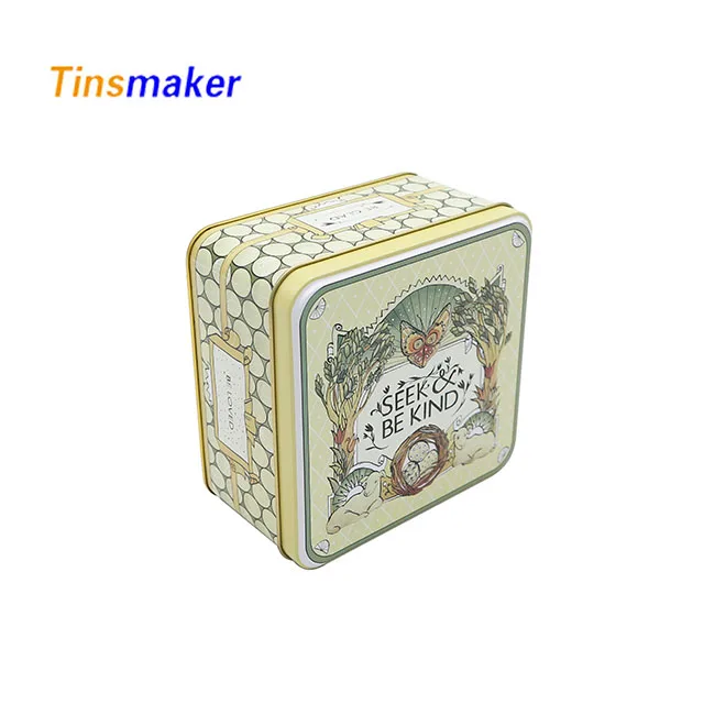 Tin Box Container Type Style Tea Leaf Cookies Nut Storage Square Metal European Cute Gift CMYK Off-set Printing Accept 0.23mm