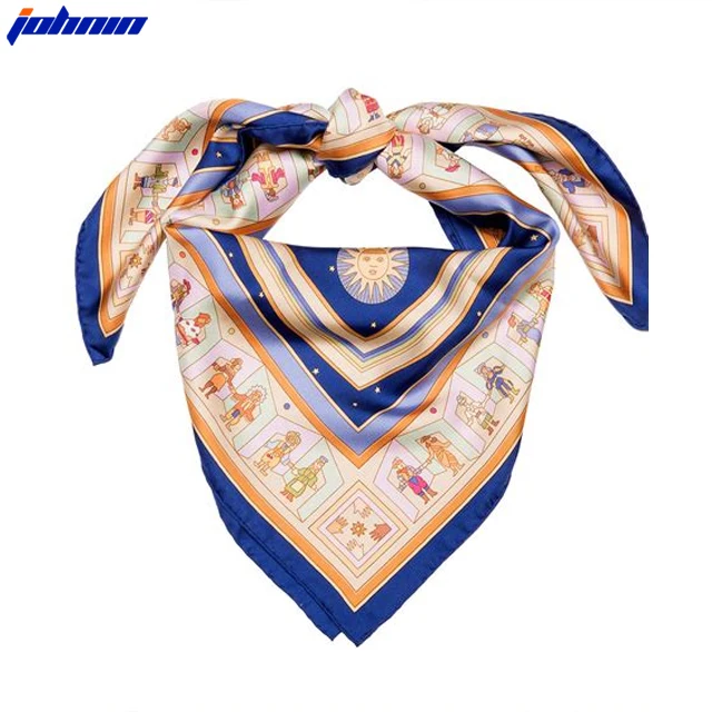 
Custom Soft Satin New Fashion Big Square Logo Printed Satin Silk Scarf 