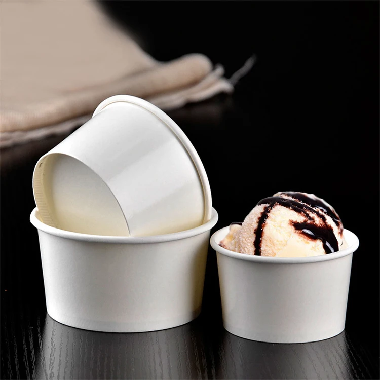 Hot selling eco friendly disposable yogurt 3oz 5oz 8oz white ice cream paper cup with cover
