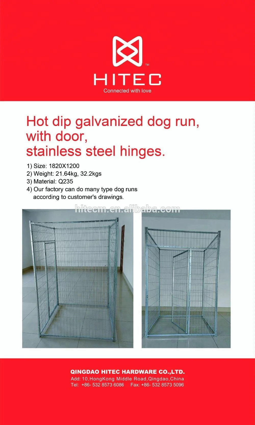 Galvanized Heavy Duty Large Dog Fence Cage