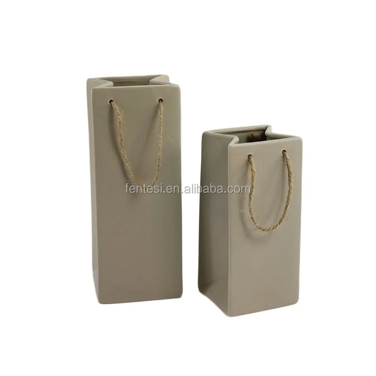 Bag shaped colorful porcelain modern ceramic floral vases wholesale