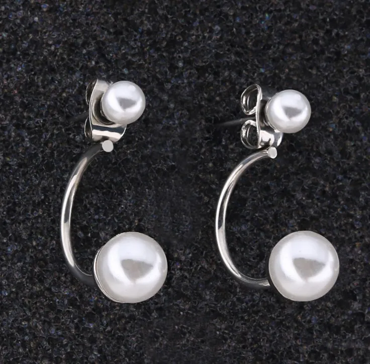 Wholesale  fashion stainless steel silver gold pearl earring women display earing jewelry box set