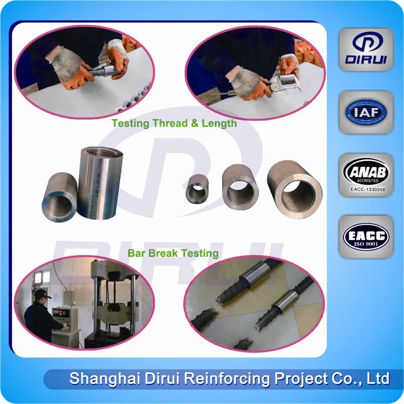 
Shanghai cold forging type 3.0/3.5mm 40Cr rolling straight thread sleeve/rebar coupler price 