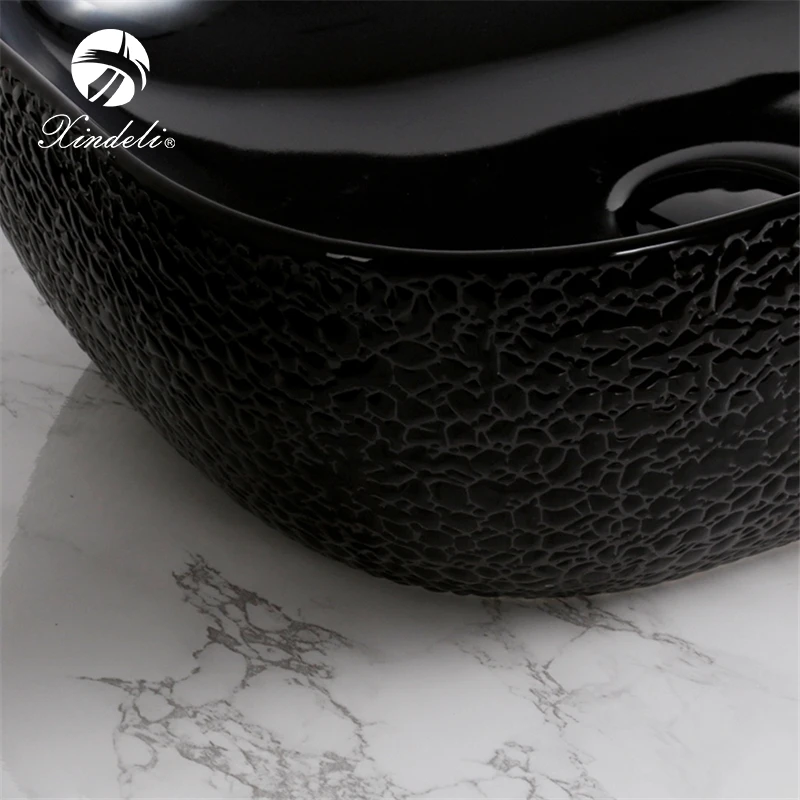 Раковина для ванной комнаты с крокодиловым узором художественная раковина столешница Керамическая Современная Лидер продаж без отверстий полностью черная