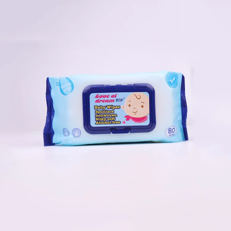 Spunlaced нетканые дешевые детские влажные салфетки для ухода за 80 шт.
