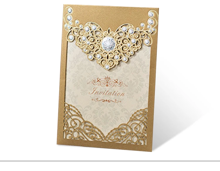 
Myanmar wedding invitation card gold foil blank winter wedding invitation islamic gold invitation 