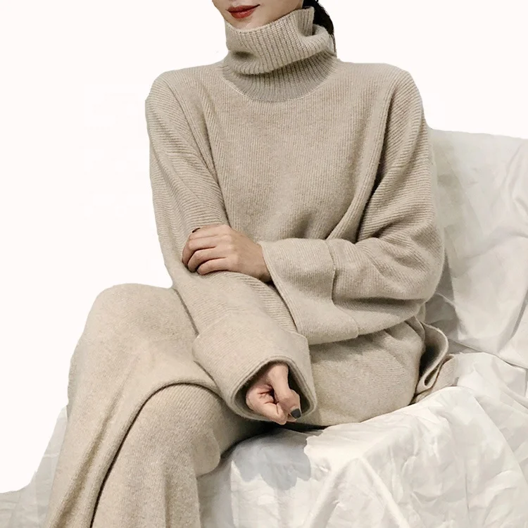 
Woman wholesale cashmere sweater soft high neck pullover sweater 
