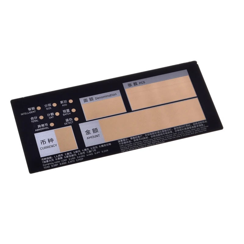 Custom front touch screen control panel sticker