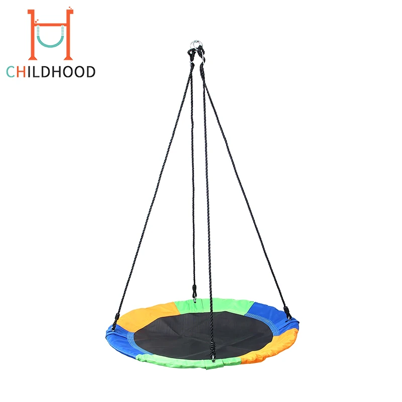 
Saucer Tree Swing in Elite Rainbow Kid Spider Web Swing Color Outdoor Garden Child Round Net Swing  (60773592929)