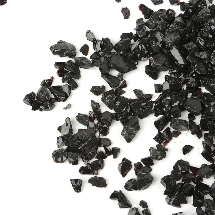 3-6mm Decorative Irregular Shapes Black Crushed Fire Glass Gravel Stones for Fire Pit Patio Fireplace Fairy Garden Decoration