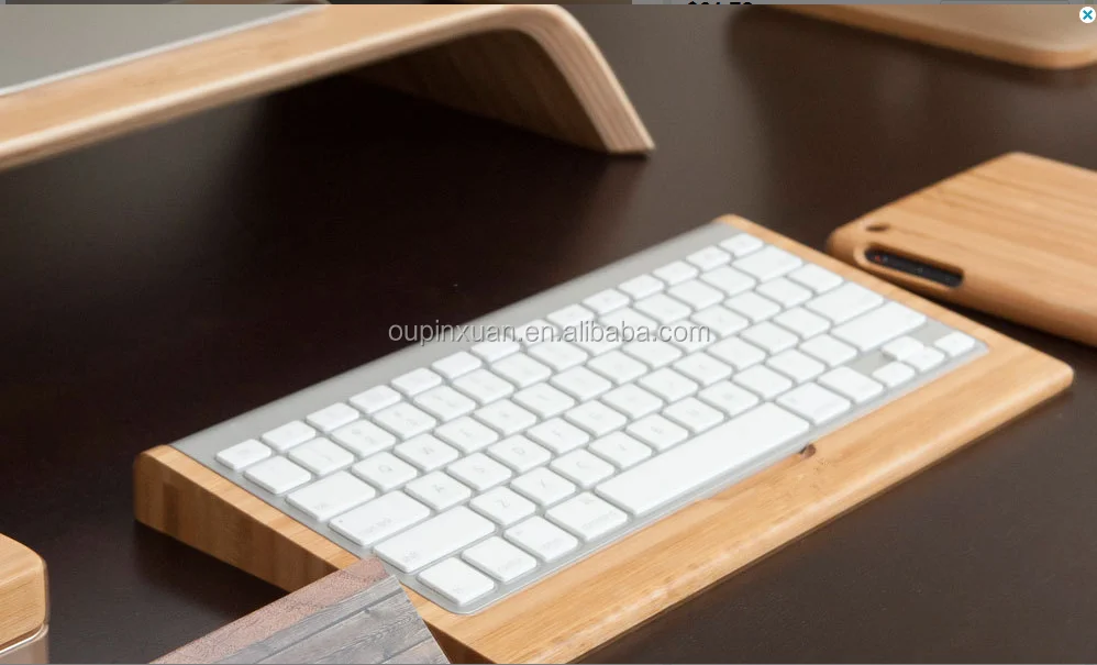 new design Bamboo Stand Dock for Imac Wireless Keyboard holder Desk Collection storage