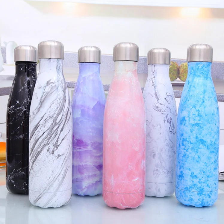 500ml blue marble cola bottle  new products for water bottle thermos flask vacuum flask logo