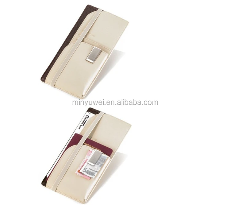 Fashion style travel ticket holder long passport wallet card holder passport case with elastic
