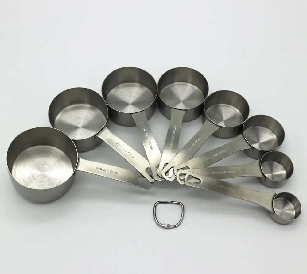 Hot sale Heavy Duty premium 8pcs stainless steel 18/8 kitchen measuring cup set
