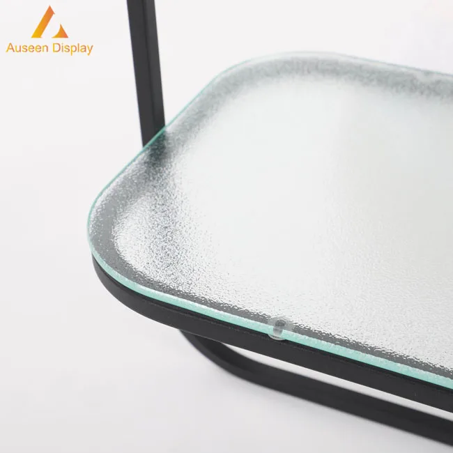 
Metal frame glass living room furniture decorative shelf for wall display and decorate 