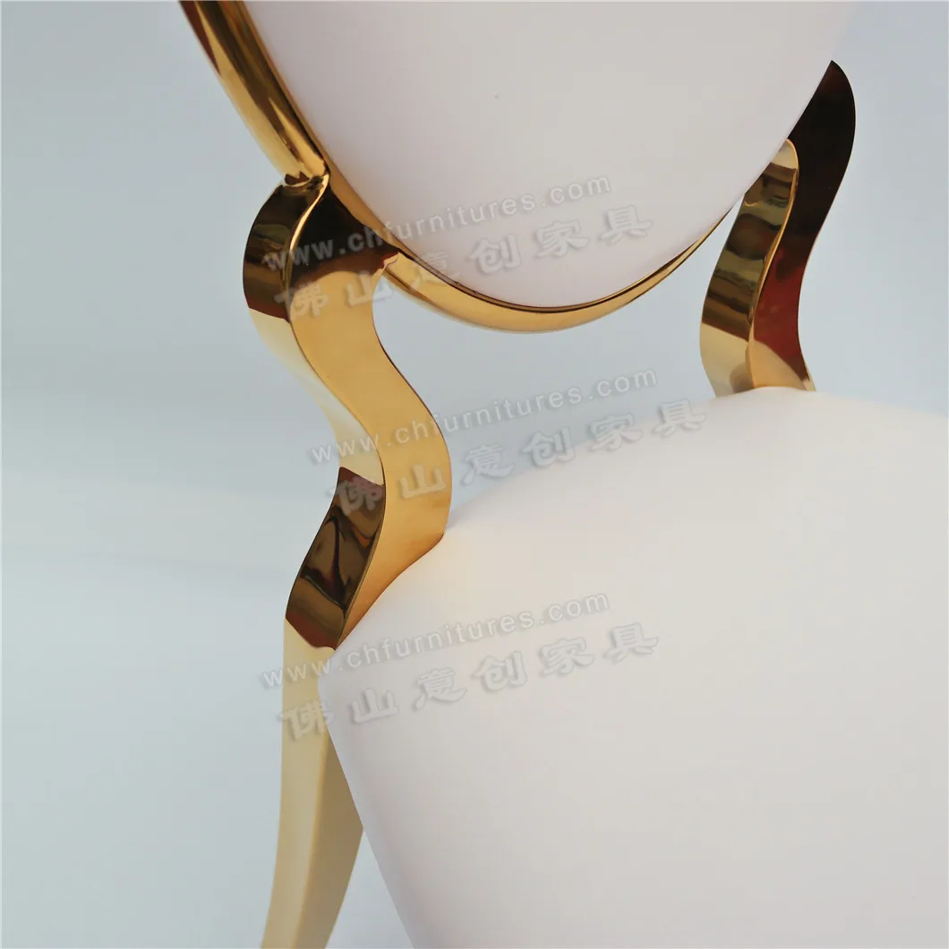 Фабрика Фошань, банкетный стул из нержавеющей стали с золотым ободком