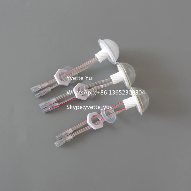 45mm 9leds Cabochon funfair rgb pixel led lights with pigtails for amusement rides transparent cover