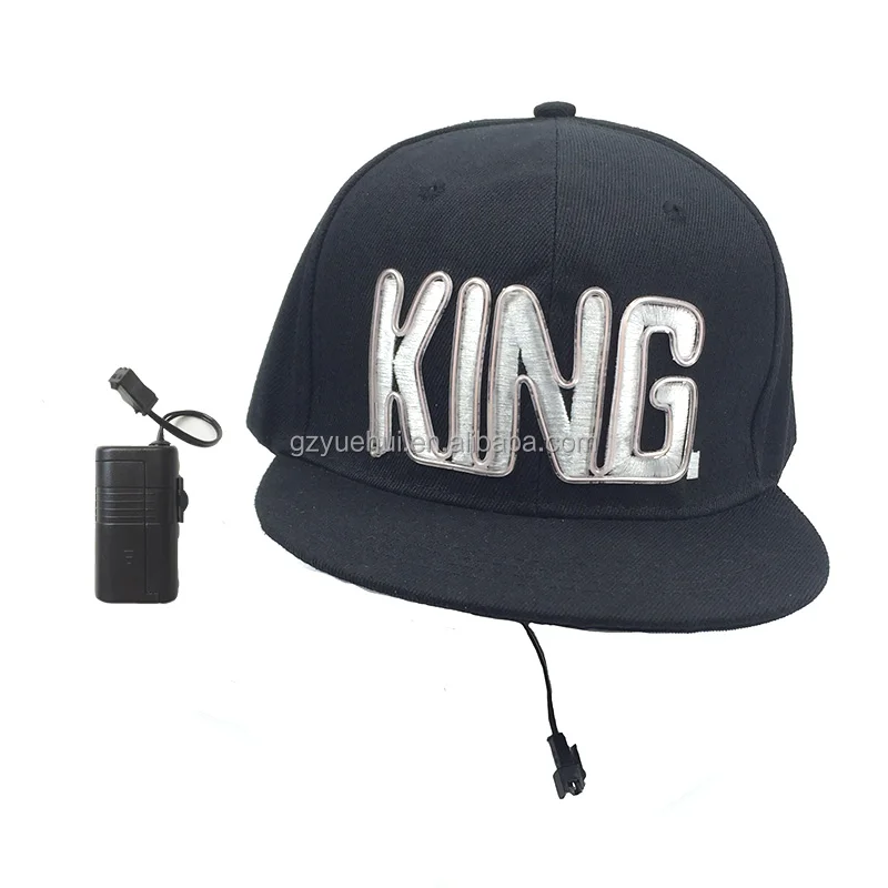 Pay Attention!Street Boys Dancer Favor Led Bulbs Stage Lamp Attractive King-Word Logo Cap Neon EL Wire Fantastic Hat