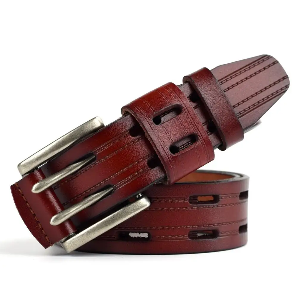 Новый заводской стиль мужской ремень из натуральной кожи с двойной пряжкой