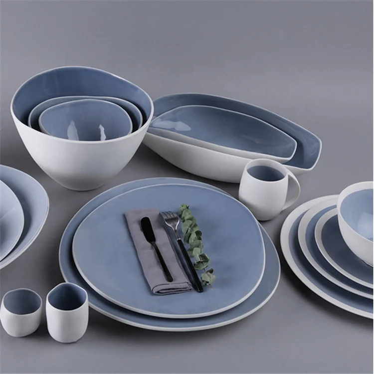 Popular design stoneware boat shaped salad bowls / restaurant dinnerware ceramic bowl for weddings