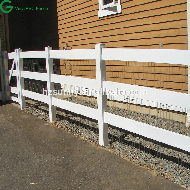 PVC Horse Fence Vinyl 3 Rail Fence White Black Farm Fence UV Resistant Flat Cap