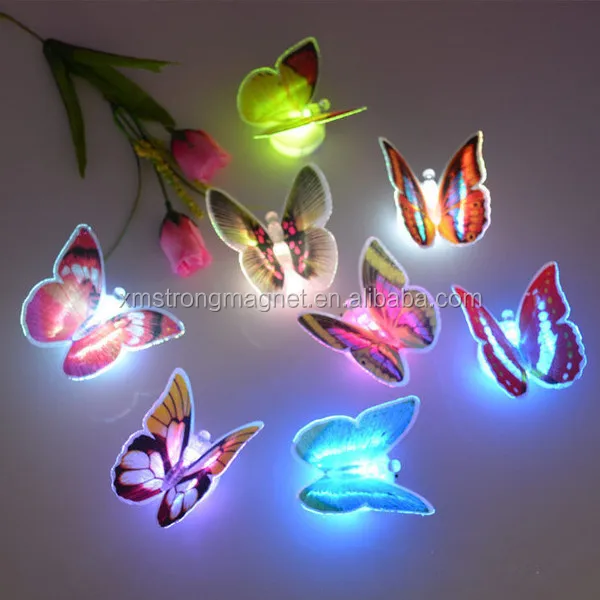 LED change colour night light Luminous magnetic butterfly fridge magnet