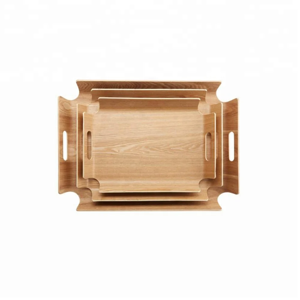 
rectangular bentwood tray, bamboo serving tray with handle 