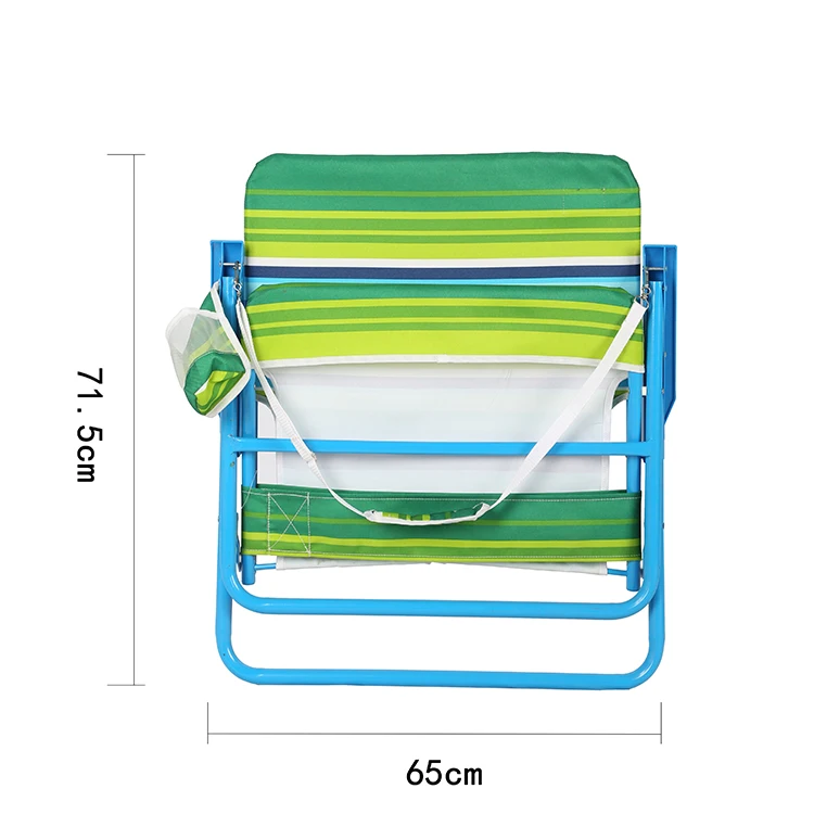 Outdoor Stripped  Portable Folding Fishing Chair with High Seat Steel and Pouch on Back