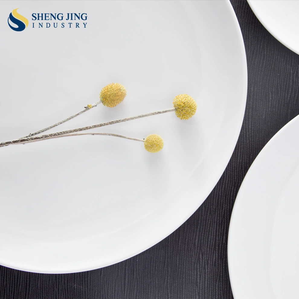 Shengjing Cheap High Quality Custom Logo White Round Ceramic Dinnerware Restaurant Porcelain Dinner Plate
