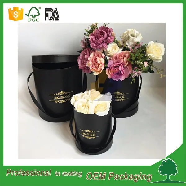 Lid and Base round cardboard carton flower box packaging for flowers wholesale