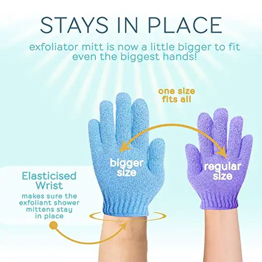 Exfoliating Gloves - 4 Pairs Full Body Scrub - Shower or Bath Spa Exfoliation Accessories For Men and Women - Scrubs Away Dead
