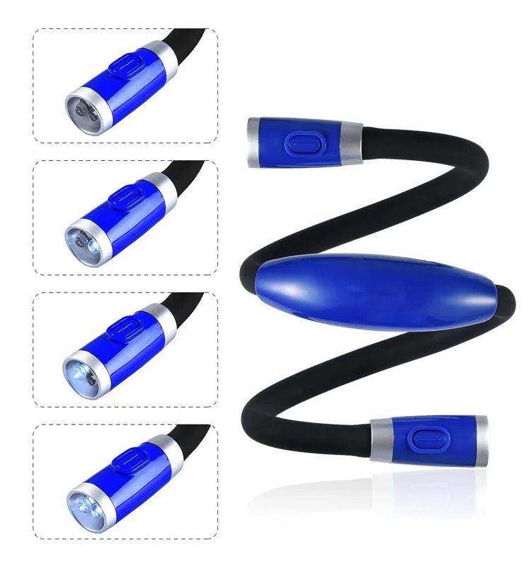
USB Rechargeable Hug light hand free 4 LED Bulbs 4 Levels Brightness Reading Book Light 