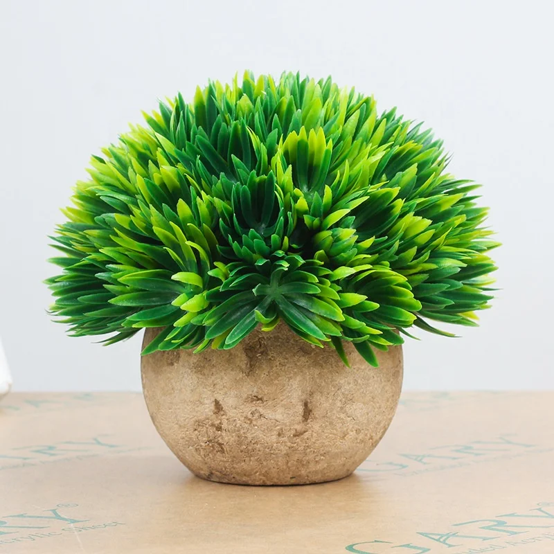 V-3021 Mini Plastic Artificial Plants Grass In Pot/small Artificial For Desk Decoration